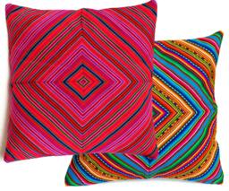 Peruvian Outdoor Cushion Cover - Throw Pillow, Peruvian Ethnic Cushion, Boho Decor, Embroidered Geometric Bohemian Decor - thumbnail 1