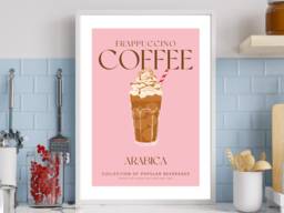 Frappuccino Frappe Cocktail Art Print Poster - Party Signature Drink Sign Wall Decor Minimalist Elegant Retro Gift A5 A4 A3 - thumbnail 1
