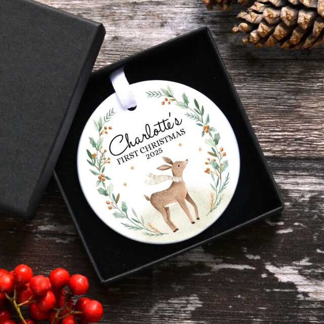 Personalised Baby's First Christmas Ornament, New Baby Ceramic Keepsake, Bauble, Children's Decorations - image 1
