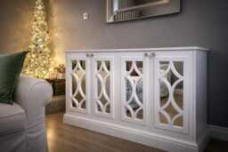 Bespoke Mirrored Tv Cabinate/Sideboard - White