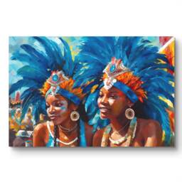 Caribbean Carnival Print Of Girls in Blue Costumes - thumbnail 2