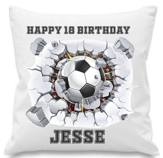 Personalised Football Cushion Cover Any Text Name Birthday Gift Friends