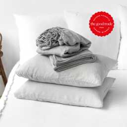 Light Gray Linen Sheet Set - Soft Neutral Stonewashed Bedding Breathable Flat Sheet, Fitted Pillowcases Pure Oeko-Tex