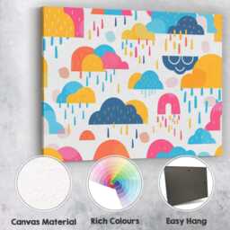 Playful Colourful Rain Clouds Abstract Geometric Pattern Canvas Wall Art Print Decor Picture Ready To Hang - thumbnail 2
