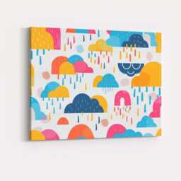 Playful Colourful Rain Clouds Abstract Geometric Pattern Canvas Wall Art Print Decor Picture Ready To Hang - thumbnail 4