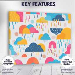 Playful Colourful Rain Clouds Abstract Geometric Pattern Canvas Wall Art Print Decor Picture Ready To Hang - thumbnail 1