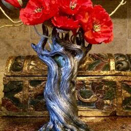 Tree Vase, Pewter Finish - Unique Woodland Rustic Home Decor Resin Sculpture Flower Nature Gift & Earthy - thumbnail 2