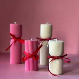 Hourglass Ribbed Soy Candle Set Minimalist Home Decor - thumbnail 4