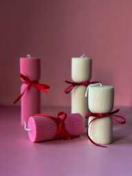 Hourglass Ribbed Soy Candle Set Minimalist Home Decor - thumbnail 1