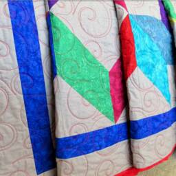 Handmade Carpenter Star Quilt Colorful Queen/Full Size Cotton Bedding - thumbnail 3