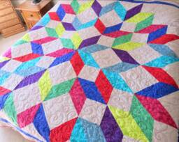 Handmade Carpenter Star Quilt Colorful Queen/Full Size Cotton Bedding - thumbnail 1