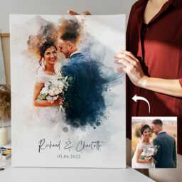 Personalised Wedding Portrait, Painting From Photo, Custom Watercolour Print, Couple Anniversary, Handmade Illustration, Gift Her Him [Fbk] - thumbnail 1