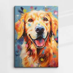 Golden Retriever Fun Animal Dog Pet Lover Abstract Oil Painting Wall Art, Framed Canvas Poster Print, Home Kitchen Office Room Decor, Gifts - thumbnail 3