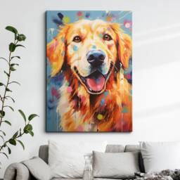 Golden Retriever Fun Animal Dog Pet Lover Abstract Oil Painting Wall Art, Framed Canvas Poster Print, Home Kitchen Office Room Decor, Gifts - thumbnail 1