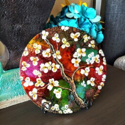 Hand Painted Dogwood Tree Metal Wall Art Floral Decor Gift - thumbnail 3