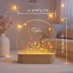 Personalised Baby Birthday Led Flowers Lamp, Kids Night Light Gift, Nursery Table Light, Colourful Easter Gifts For - thumbnail 3