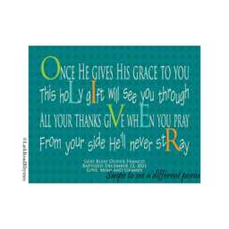 Special Baptism Gift For Boy, 8x10 Christening Name Art Poem, Printable Godson Present From Godmother, Meaningful Message Nephew, Oliver - thumbnail 1