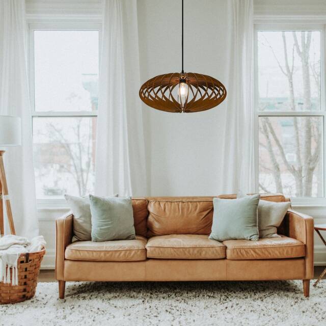 Lindby Ceiling Light Thorin Dimmable (Scandinavian) In Brown Made Of Wood For E.g. Living Room & Dining (1 Light Source, E14) From Floodlight Spotlight