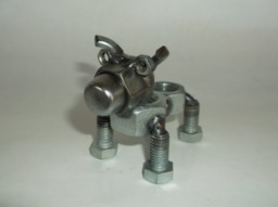 Pitbull, Metal Dog Figurine, Upcycled Art, Miniature - thumbnail 1