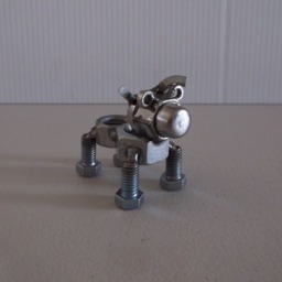 Pitbull, Metal Dog Figurine, Upcycled Art, Miniature - thumbnail 4