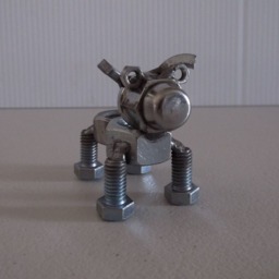 Pitbull, Metal Dog Figurine, Upcycled Art, Miniature - thumbnail 3