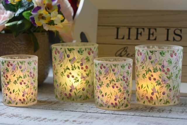 Wild Meadow Floral Glass Candle Holders, 2 Sizes - image 1