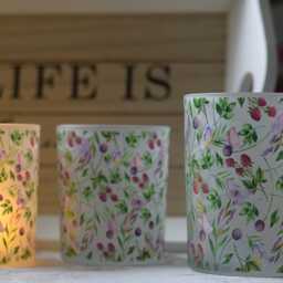 Wild Meadow Floral Glass Candle Holders, 2 Sizes - thumbnail 2