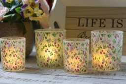 Wild Meadow Floral Glass Candle Holders, 2 Sizes