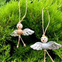 Angel Tree Decoration, Christmas Topper, Fairy Ornament, Present For Nan, Wooden Decoration, Hanging Ornament - thumbnail 2