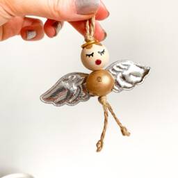 Angel Tree Decoration, Christmas Topper, Fairy Ornament, Present For Nan, Wooden Decoration, Hanging Ornament - thumbnail 3
