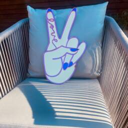 Gold Acrylic Peace Sign Mirror Blue Nail Art, Pink Love Decor - thumbnail 3