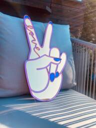 Gold Acrylic Peace Sign Mirror Blue Nail Art, Pink Love Decor - thumbnail 1