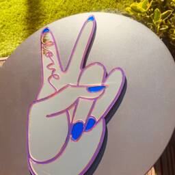 Gold Acrylic Peace Sign Mirror Blue Nail Art, Pink Love Decor - thumbnail 2
