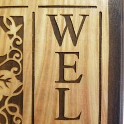 Hand Cut Wooden Welcome Sign Floral Design - thumbnail 3