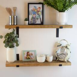 Heavy Duty Shelf With Industrial Metal Brackets - Custom Size Floating Bathroom & Kitchen Farmhouse Shelves Rustic - thumbnail 3