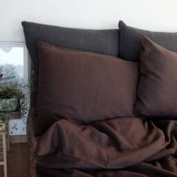 Linen Duvet Cover in Chocolate Brown Color , Queen, King Sizes, European Softened Flax - thumbnail 2