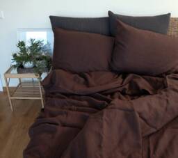 Linen Duvet Cover in Chocolate Brown Color , Queen, King Sizes, European Softened Flax - thumbnail 1