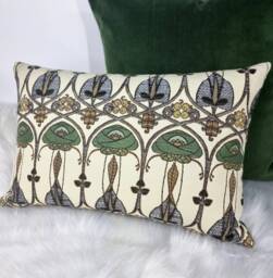 Mackintosh Art Deco Cushion Cover Belle Epoque Petrol Rose Green Lumbar Pillow Sham Charles Rennie Nouveau 1920S Scottish Style - thumbnail 1