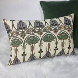 Mackintosh Art Deco Cushion Cover Belle Epoque Petrol Rose Green Lumbar Pillow Sham Charles Rennie Nouveau 1920S Scottish Style - thumbnail 2