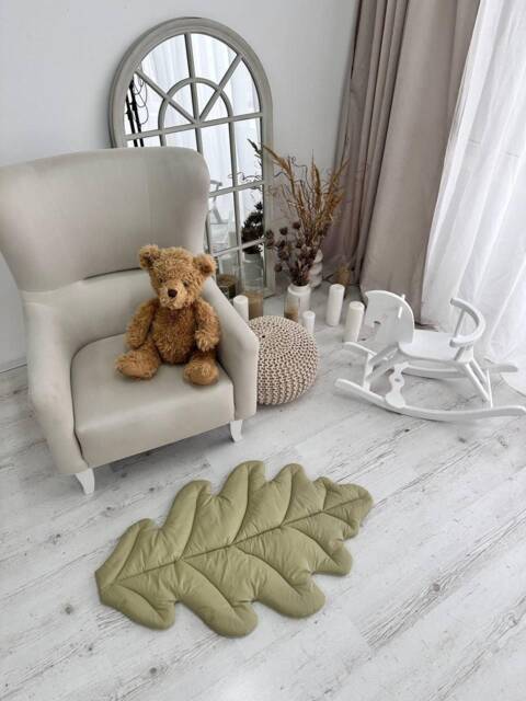 Leaf Baby Play Mat Organic Cotton Woodland Nursery Rug - image 1