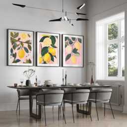 Set Of 3 Lemon Fruit Art Prints, Wall , Citrus Print, Home Decor, Kitchen Wall Art, Lemons Poster , Bedroom Prints , Home Decor - thumbnail 2