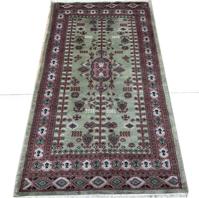 3x6 Pistachio Green Bokhara Rug - 0.90x1.85 Bedroom Luxury Area Turkish Fine Quality Afghan - image 1
