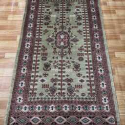 3x6 Pistachio Green Bokhara Rug - 0.90x1.85 Bedroom Luxury Area Turkish Fine Quality Afghan - thumbnail 2