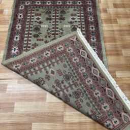 3x6 Pistachio Green Bokhara Rug - 0.90x1.85 Bedroom Luxury Area Turkish Fine Quality Afghan - thumbnail 4
