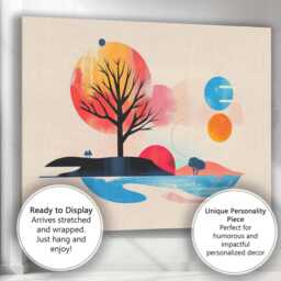 Abstract Sunset Tree Lakeside Landscape Modern Canvas Wall Art Print Decor Picture Ready To Hang - thumbnail 3