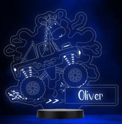 Racer Giraffe Monster Truck Personalised Gift Colour Change Led Lamp Night Light - thumbnail 1