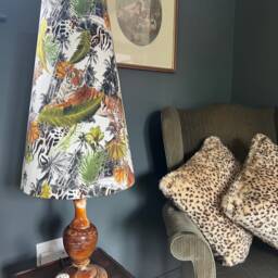 Tiger, Cheetah Jungle Velvet Cone Lampshade, Extra Tall Lampshade - thumbnail 3