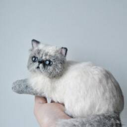 Custom Made Cat, Needle Felted Cat Portrait, Long Haired Siamese Or Any Other Breed, Will Be Made From Photos - To Order - thumbnail 2