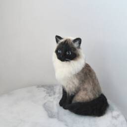 Custom Made Cat, Needle Felted Cat Portrait, Long Haired Siamese Or Any Other Breed, Will Be Made From Photos - To Order - thumbnail 3