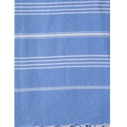 Blue Turkish Cotton Beach Towel Lightweight Peshtemal - thumbnail 2